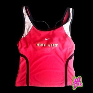 Nike Vintage Holographic Iridescent Pink Black Cyber  Sport Shirt Tank Top